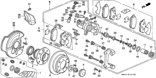 1993 Honda Civic Splash Guard, Left Rear (A.L.B.) Diagram for 43254-SK7-950