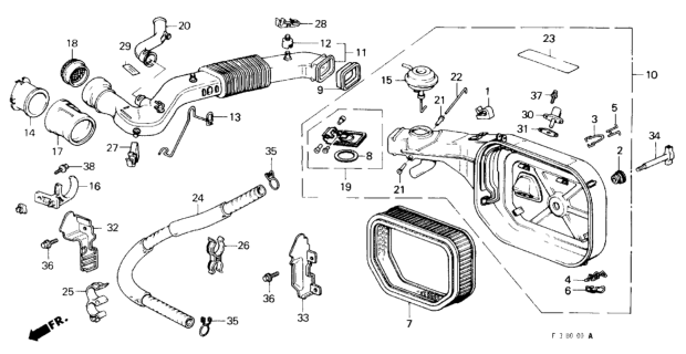 1990 Honda Prelude 2 Door 2.0S KA 4AT Air Cleaner Diagram