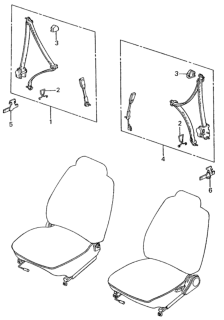 1982 Honda Civic 4 Door ** (1500) KH HMT Seat Belt Diagram