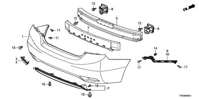 2015 Honda Civic Rear Bumper Diagram