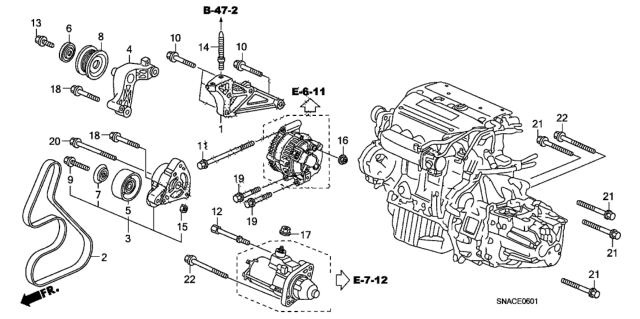 2011 Honda Civic Pulley, Idle Diagram for 31190-RRA-A00