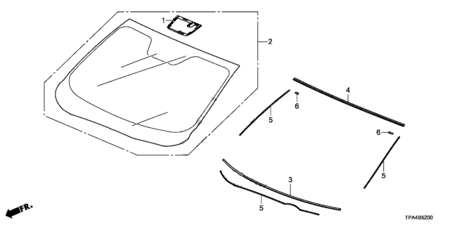 2020 Honda CR-V Hybrid 5 Door LX (HYBRID) KA CVT Front Windshield Diagram