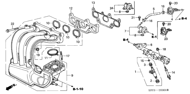 2001 Honda Insight Pipe Assembly, Fuel Diagram for 16620-PHM-000