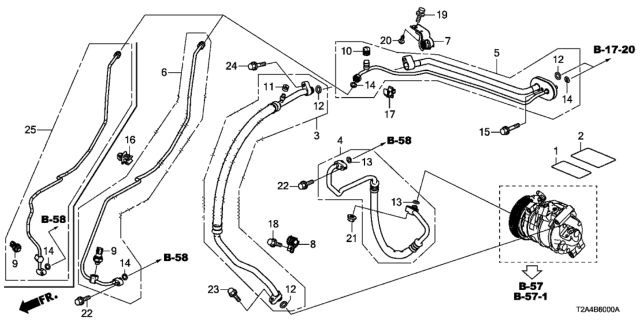 2015 Honda Accord A/C Hoses - Pipes Diagram