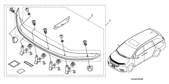 2021 Honda Odyssey 5 Door EXL (HPPG 10AT) KA XAT Hood Air Deflector Diagram