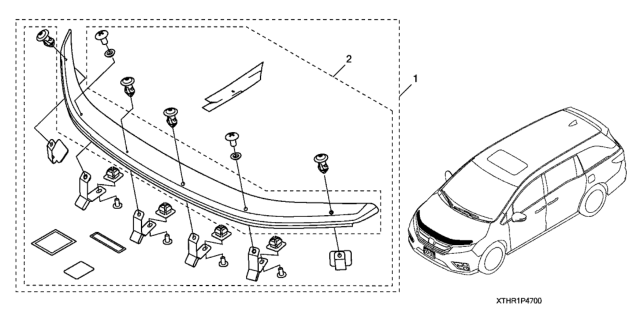 2018 Honda Odyssey Hardware Kit, Air Deflector Diagram for 08P47-THR-100R1