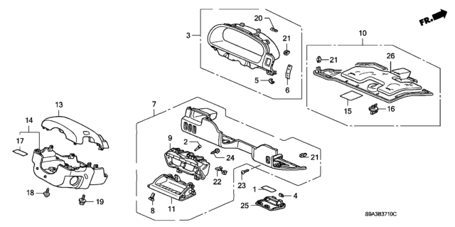 2002 Honda CR-V Visor Assy., Meter *NH167L* (GRAPHITE BLACK) Diagram for 77200-S9A-A00ZD