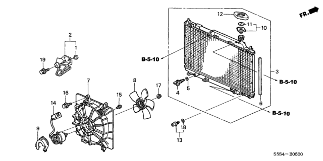 2003 Honda Civic Motor, Cooling Fan Diagram for 19030-PNA-003