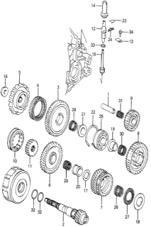 1980 Honda Prelude Countershaft Diagram for 23220-PA9-020