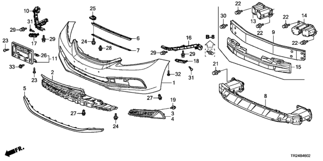 2014 Honda Civic 4 Door MX KL CVT Front Bumper Diagram