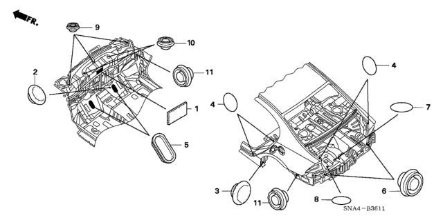 2008 Honda Civic Grommet (Rear) Diagram