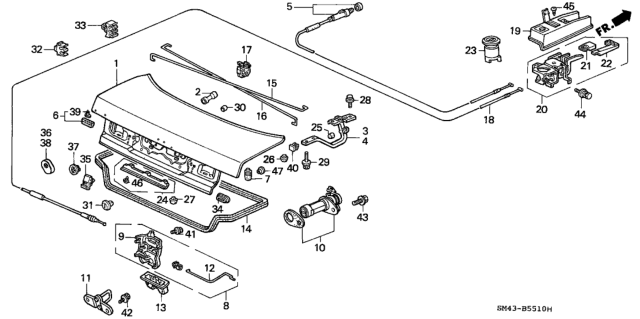 1993 Honda Accord Lid, Trunk Diagram for 68500-SM4-V51ZZ