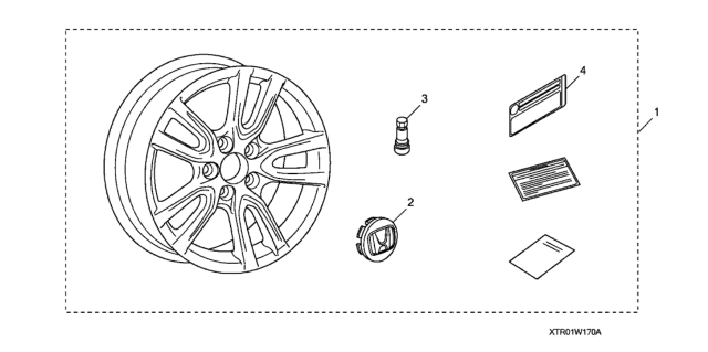 2014 Honda Civic 2 Door EX-L KA CVT Alloy Wheel (17") Diagram