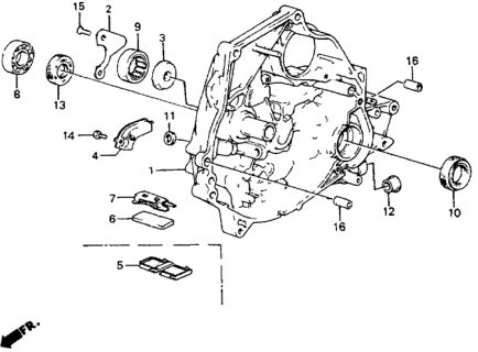 1987 Honda CRX MT Clutch Housing Diagram