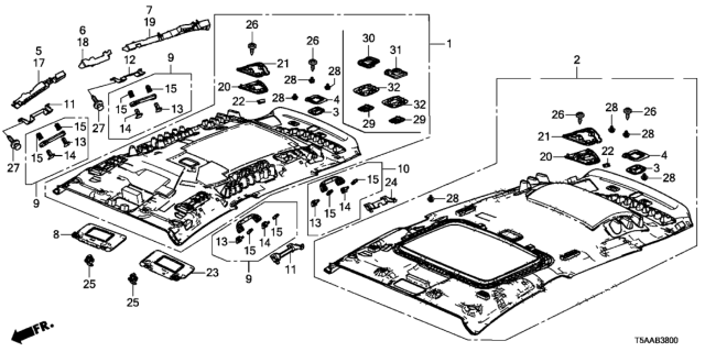 2020 Honda Fit Roof Lining Diagram