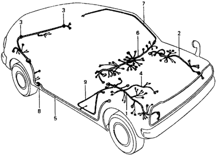 1977 Honda Civic Wire Harness, Instrument Diagram for 32117-634-664