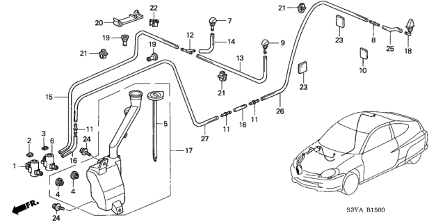 2004 Honda Insight Nozzle Assembly, Passenger Side Washer (Royal Navy Blue Pearl) Diagram for 76810-S3Y-A03ZG