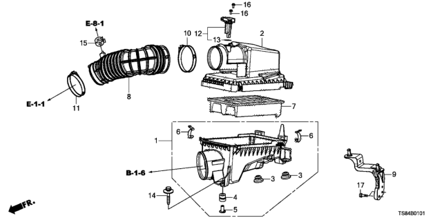 2013 Honda Civic 2 Door SI KA 6MT Air Cleaner (2.4L) Diagram