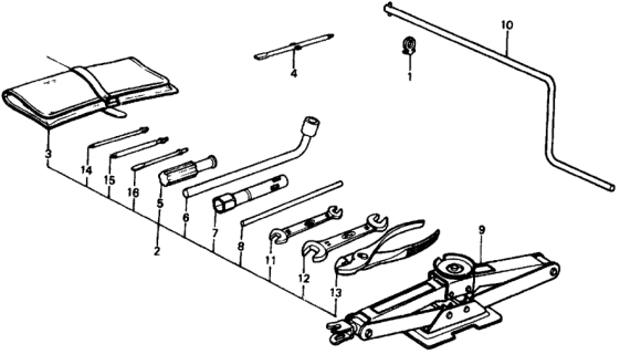 1975 Honda Civic Tools Diagram