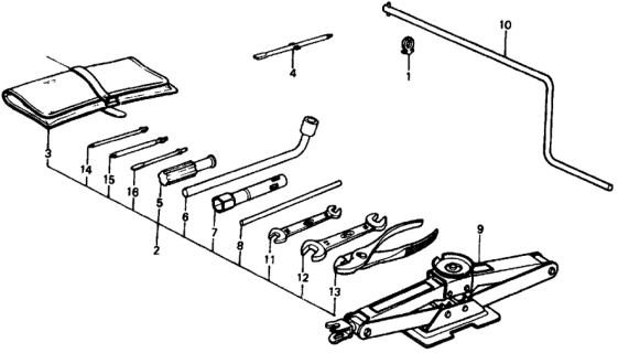 1975 Honda Civic 3 Door ** (1500) KA HMT Tools Diagram