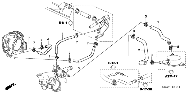 2006 Honda Accord Hose A, Water Diagram for 19521-RCA-A00