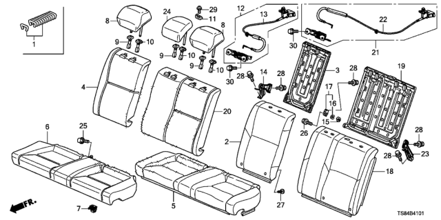 2015 Honda Civic Frame, L. RR. Seat-Back Diagram for 82526-TS8-A41