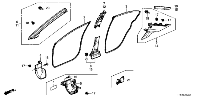 2014 Honda Civic Garnish, R. FR. Pillar *YR400L* (Tweeter) (SIENNA BEIGE) Diagram for 84105-TR5-A01ZA