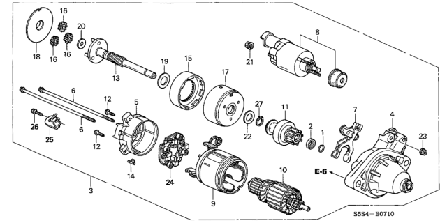 2005 Honda Civic 3 Door SI (SIDE SRS) KA 5MT Starter Motor (Denso) Diagram