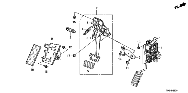 2012 Honda Crosstour 5 Door EX (4 CYLINDER) KA 5AT Pedal Diagram