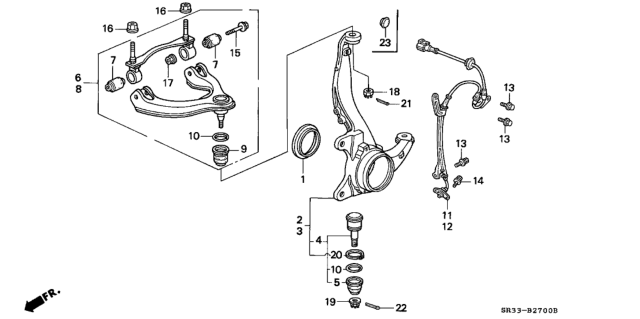 1994 Honda Civic Arm Assembly, Left Front (Upper) Diagram for 51460-SR3-023