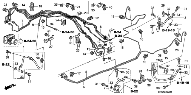 2010 Honda Civic 4 Door MX (HYBRID LEATHER NAVIGATION) KA CVT Brake Lines (VSA) Diagram