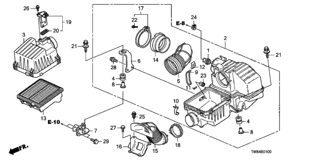 2012 Honda Insight Tube, Air Inlet Diagram for 17243-RBJ-000