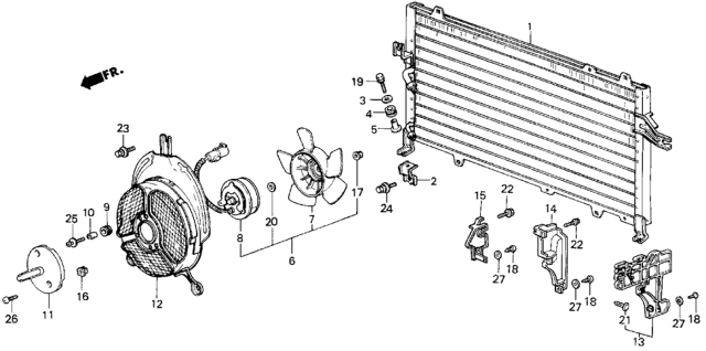 1984 Honda Civic 4 Door GL KA 5MT A/C Condenser (Sanden) Diagram