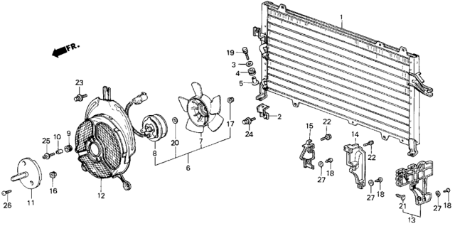 1984 Honda Civic A/C Condenser (Sanden) Diagram