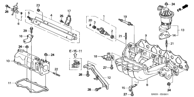 1998 Honda Odyssey Intake Manifold (2.3L) Diagram