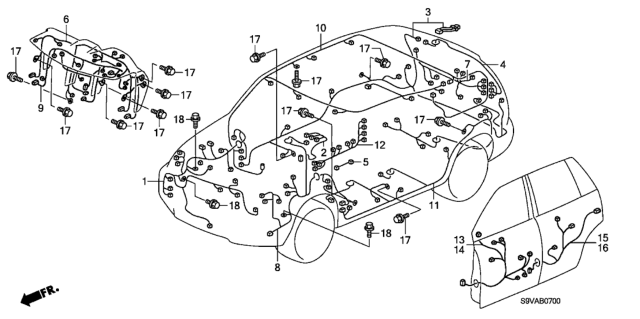 2008 Honda Pilot Wire Harness, Instrument Diagram for 32117-STW-A50