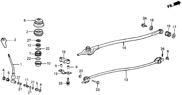 1987 Honda CRX 2 Door HF KH 5MT Shift Lever Diagram