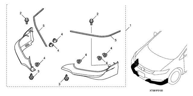 2012 Honda Civic 2 Door EX-L KA 5AT Front Under Spoiler Diagram