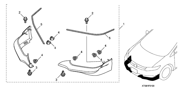 2012 Honda Civic Front Und Spoiler (Dyno Blue Pearl Iv) Diagram for 08F01-TS8-190