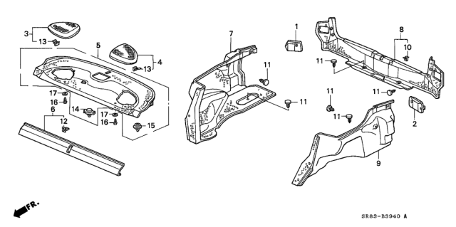 1993 Honda Civic Tray Assy., RR. *NH178L* (EXCEL CHARCOAL) Diagram for 84500-SR8-A00ZB