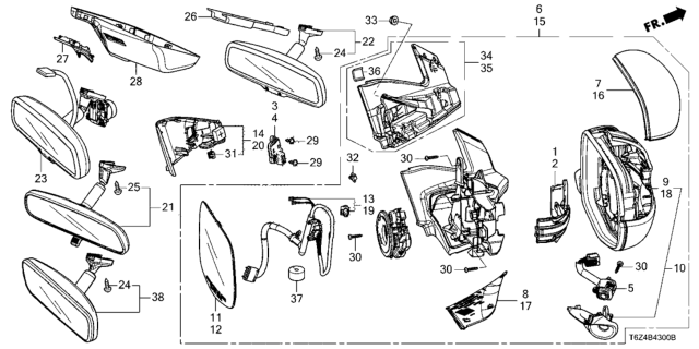 2017 Honda Ridgeline 4 Door RTL (2WD) KA 6AT Mirror Diagram
