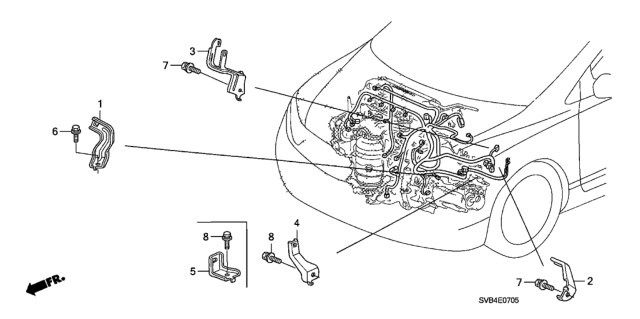 2011 Honda Civic Engine Wire Harness Stay (1.8L) Diagram
