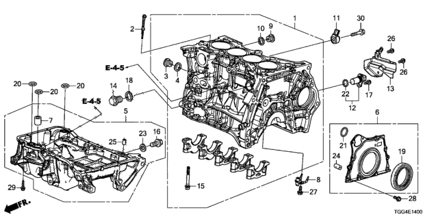 2017 Honda Civic Block Assy., Cylinder Diagram for 11000-59B-010