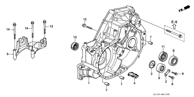 2001 Honda CR-V MT Clutch Housing Diagram