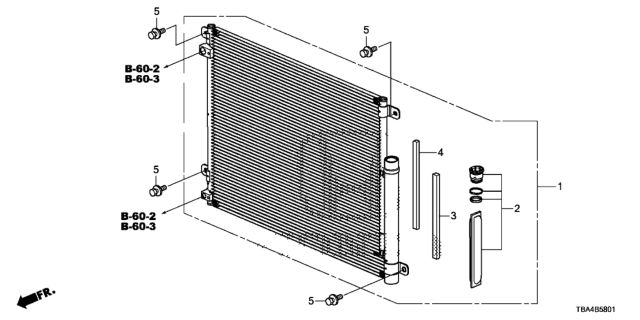 2016 Honda Civic Condenser Assy Diagram for 80100-TBA-A01