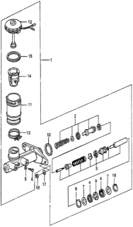 1985 Honda Accord 4 Door STD KA 4AT Brake Master Cylinder Diagram