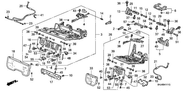 2010 Honda Odyssey Rear Seat Components Diagram 2