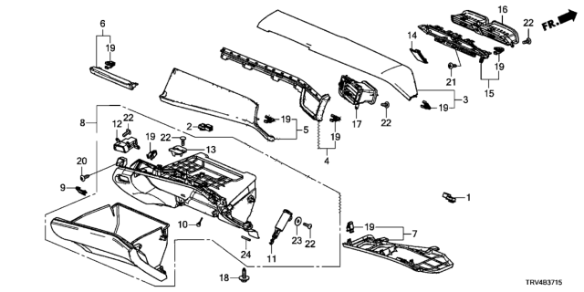 2018 Honda Clarity Electric Instrument Panel Garnish (Passenger Side) Diagram