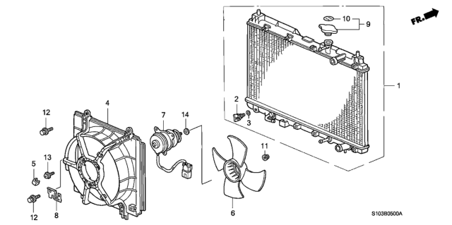 2000 Honda CR-V Shroud Diagram for 19015-P3F-004