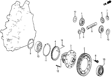 1986 Honda Civic 5 Door DX KA 4AT 4AT Differential Gear Diagram